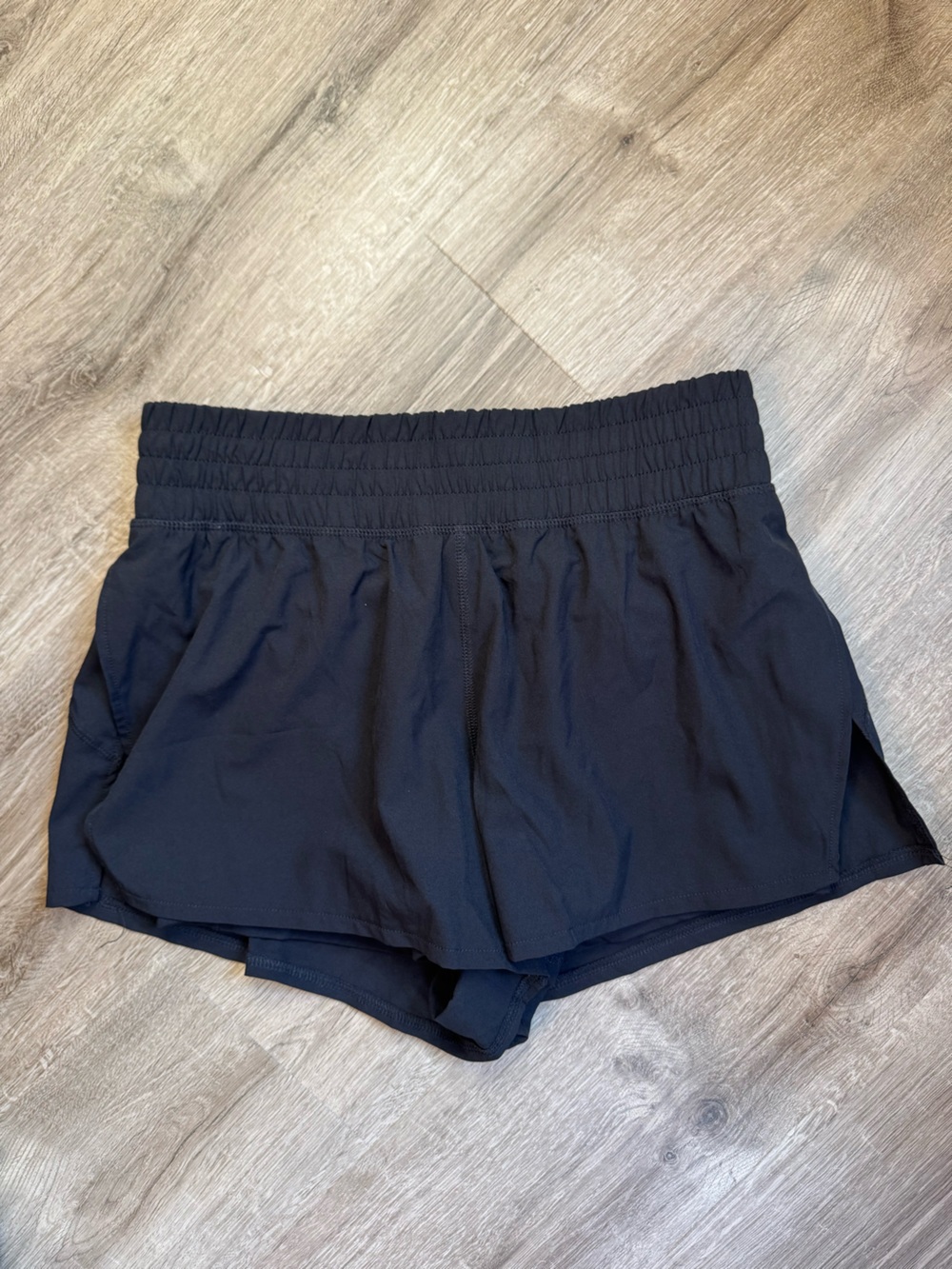 Women's Black Athletic Running Shorts with Smocked Waistband